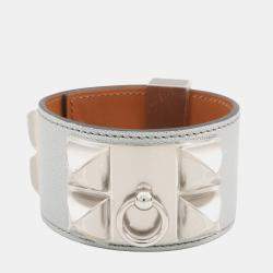 مملوكة مسبقًا Hermes Collier De Chien Bracelet Size T3 Argent Chevre Shamqila