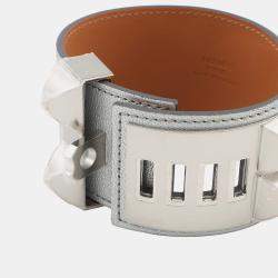 مملوكة مسبقًا Hermes Collier De Chien Bracelet Size T3 Argent Chevre Shamqila
