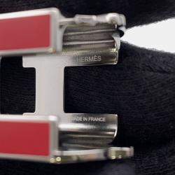 Pre Owned Hermes H Cheval Scarf Ring Red/Black Metal