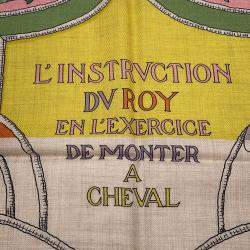 Pre Owned Hermes Carre Jean L'Instruction Duroy Imperial Studies Size 140 Abricot/Rose/Vert Cashmere70% Silk30%