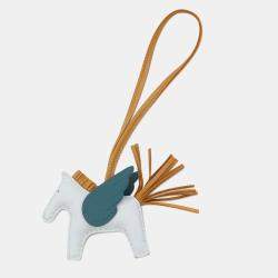 Pre Owned Hermes Rodeo Pegasus Blue Brum/Sesame/Vertbosphere Lambskin Size Pm