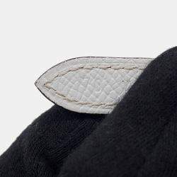 Pre Owned Hermes Belt Jaune Poussin/White Swift Leather Epsom Metal Size 70