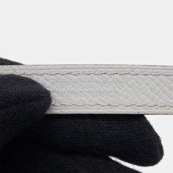 Pre Owned Hermes Belt Jaune Poussin/White Swift Leather Epsom Metal Size 70