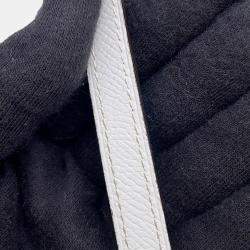 Pre Owned Hermes Belt Jaune Poussin/White Swift Leather Epsom Metal Size 70