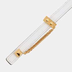 Pre Owned Hermes Belt Jaune Poussin/White Swift Leather Epsom Metal Size 70