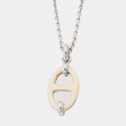 Pre Owned عقد هيرمس ميني مايو بحجم بّي ام معدن مطلي بورنيش