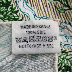 Pre Owned وشاح هيرمس حرير ملون بحجم مئة وأربعون أخضر