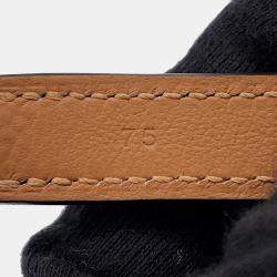 Pre Owned حزام هيرمس جلد إبسوم أسود/ذهبي حجم 75