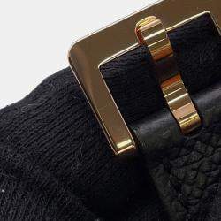 Pre Owned حزام هيرمس جلد إبسوم أسود/ذهبي حجم 75