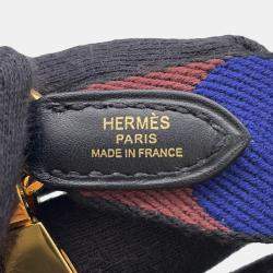 Pre Owned Hermes Shoulder Strap Sangle Flipper Ball Blue/Brown Canvas Swift Leather