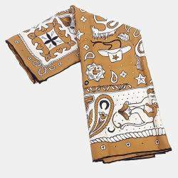 مملوكة مسبقًا Hermes Brown White silk scarf