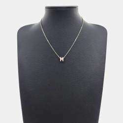 Pre Owned Hermes Pop H Silver Plated Mini Necklace
