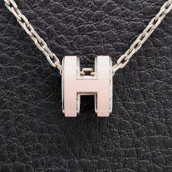 Pre Owned Hermes Pop H Silver Plated Mini Necklace