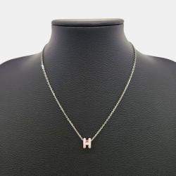 Pre Owned Hermes Pop H Silver Plated Mini Necklace