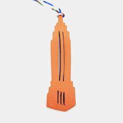 Pre Owned Hermes Petit H Petit Hache Orange Leather Bag Charm