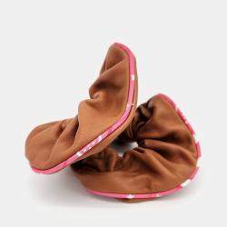 Pre Owned Hermes Brown Leather Scrunchie