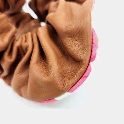 Pre Owned Hermes Brown Leather Scrunchie