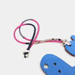 Pre Owned Hermes Petit H Petit Hache Blue Leather Bag Charm