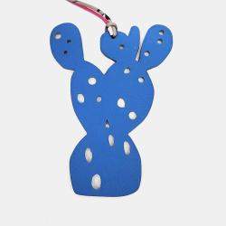 Pre Owned Hermes Petit H Petit Hache Blue Leather Bag Charm