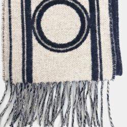 Pre Owned Hermes Beige, Navy Blue Cashmere Muffler