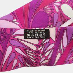 Pre Owned Hermes Twilly Pink Silk Scarf