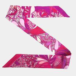 Pre Owned Hermes Twilly Pink Silk Scarf