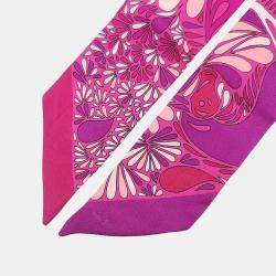 Pre Owned Hermes Twilly Pink Silk Scarf