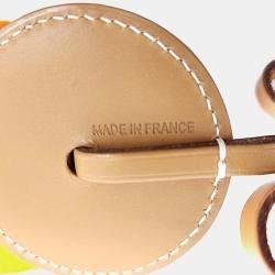 Pre Owned Hermes Paddock Plot Beige, Blue, Orange Leather Bag Charm