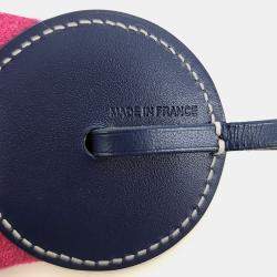Pre Owned Hermes Paddock Plot Blue, Pink Leather Bag Charm