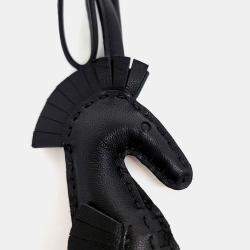 Pre Owned Hermes Hippo Black Leather Bag Charm