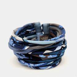 Pre Owned Hermes Petit H Blue Silk Button Bracelet
