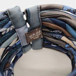 Pre Owned Hermes Petit H Blue Silk Button Bracelet