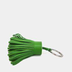 Pre Owned Hermes Carmen Green Leather Tassel Keyring