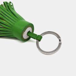 Pre Owned Hermes Carmen Green Leather Tassel Keyring