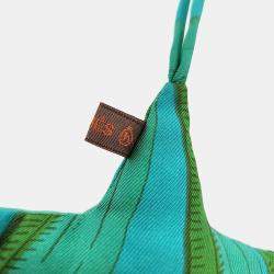 Pre Owned تعليقة حقيبة هيرمس بيتيت إتش بيتيت أهاشي حرير زرقاء، خضراء نجمية