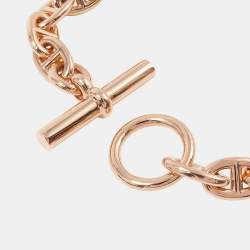 Pre Owned Hermes Chaine D'Ancre 19 Frames Size Pm 18K Pink Gold Bracelet 