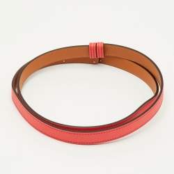 Pre Owned Hermes Kelly 18 Palladium Finish Adjustable Belt Orange Field Epsom Leather