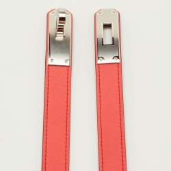 Pre Owned Hermes Kelly 18 Palladium Finish Adjustable Belt Orange Field Epsom Leather
