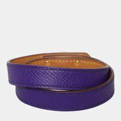 Pre Owned Hermes Kelly Double Tour Purple Epsom Gold Bracelet