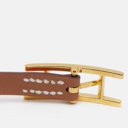 Pre Owned Hermes Behapi Brown/Orange Reversible Gold Plated Bracelet