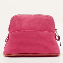 Pre Owned Hermes Bolide Mini Hibiscus Canvas Travel Cosmetic Pouch