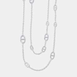 Pre Owned قلادة هيرمس شين دانكر فاراندول طويلة الحجم 160 فضة 925