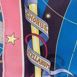 Pre Owned وشاح هيرمس كاريه كوروس ستيلاروم حجم سبعون وردي/أزرق كوبالت/متعدد الألوان حرير بنسبة مئة بالمئة