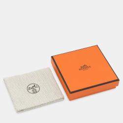 Pre Owned Hermes Olymp Earrings Size Gm Black Box Calf Leather