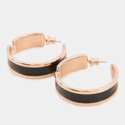 Pre Owned Hermes Olymp Earrings Size Gm Black Box Calf Leather
