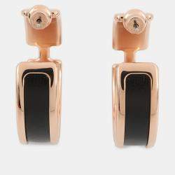 Pre Owned Hermes Olymp Earrings Size Gm Black Box Calf Leather