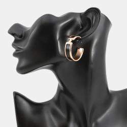 Pre Owned Hermes Olymp Earrings Size Gm Black Box Calf Leather