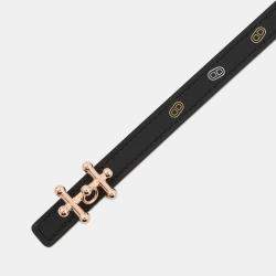مملوكة مسبقًا حزام هيرمس إبزيم جالوبين سور مير جلد إبسوم أسود/ذهبي/متعدد الألوان مقاس 90