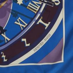 مملوكة مسبقًا وشاح هيرمس حرير ميكانيك دو تامب أزرق