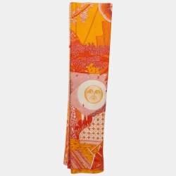 Pre Owned Hermès Orange Acte III Scene I La Clairiere Cashmere & Silk Shawl